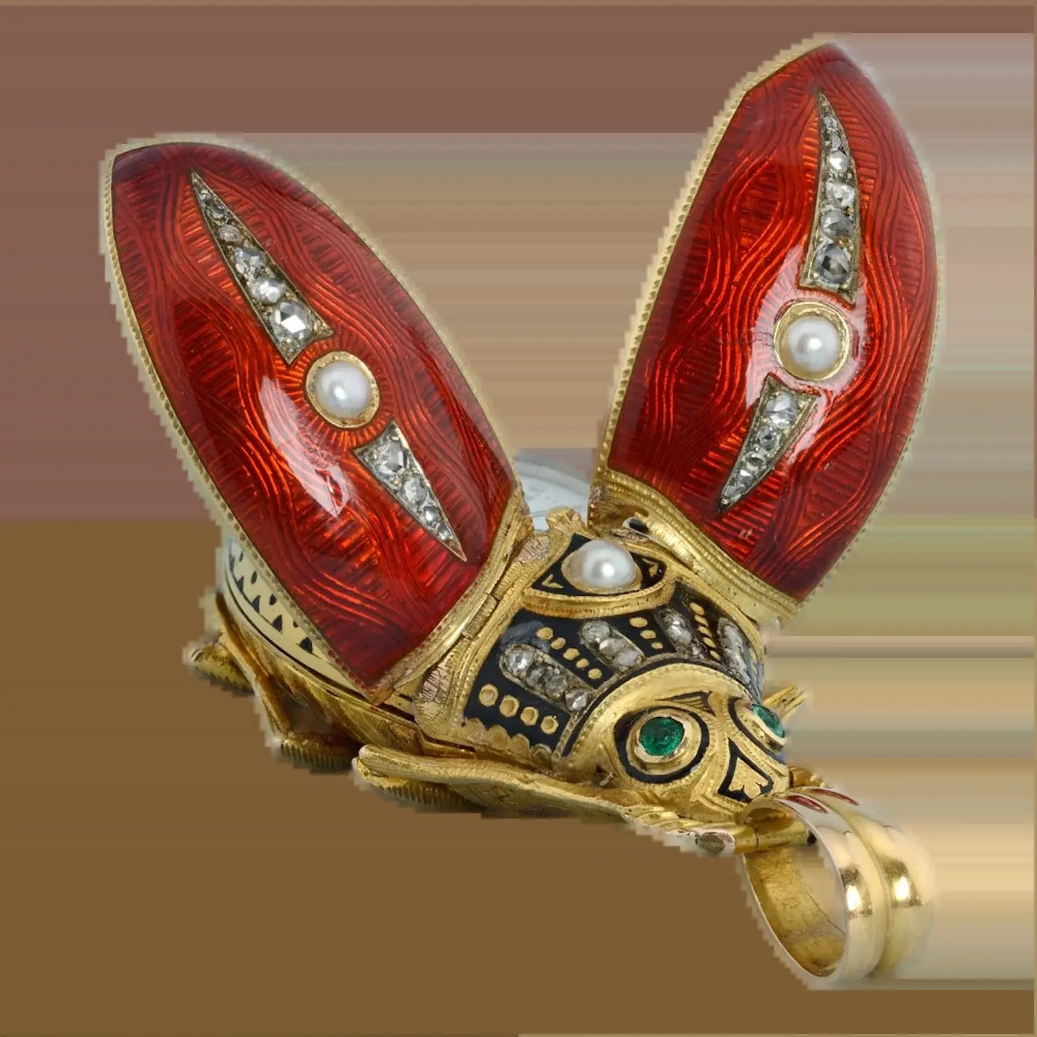 GOLD AND ENAMEL BEETLE FORM WATCH - 1880