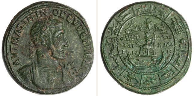 Anchialos, Maximinus Thrax, bronze coin — Zeus enthroned (CN type 20026)