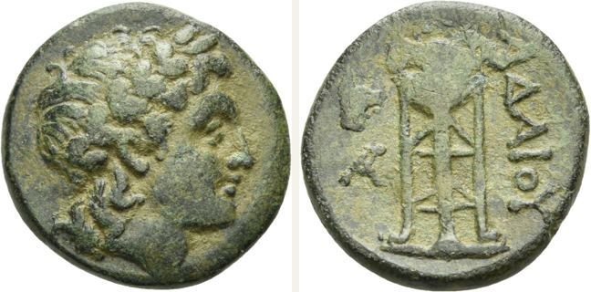 Uncertain mint, Adaios, bronze coin — Tripod with fixture (CN type 20857)