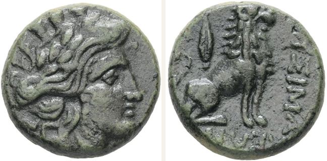 Lysimacheia, bronze coin — Lion sitting right (CN type 12558)