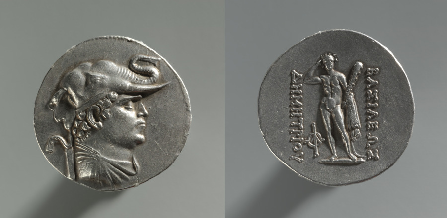 Tetradrachm Coin of Demetrios I, 200–190 BCE (Cleveland Museum of Art 1999.318)