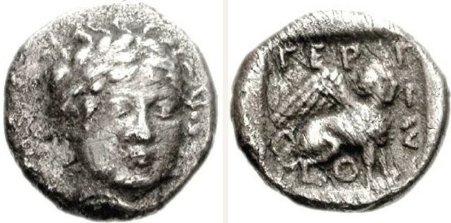 Gergis, drachm — Sphinx seated right (CN type 20816)