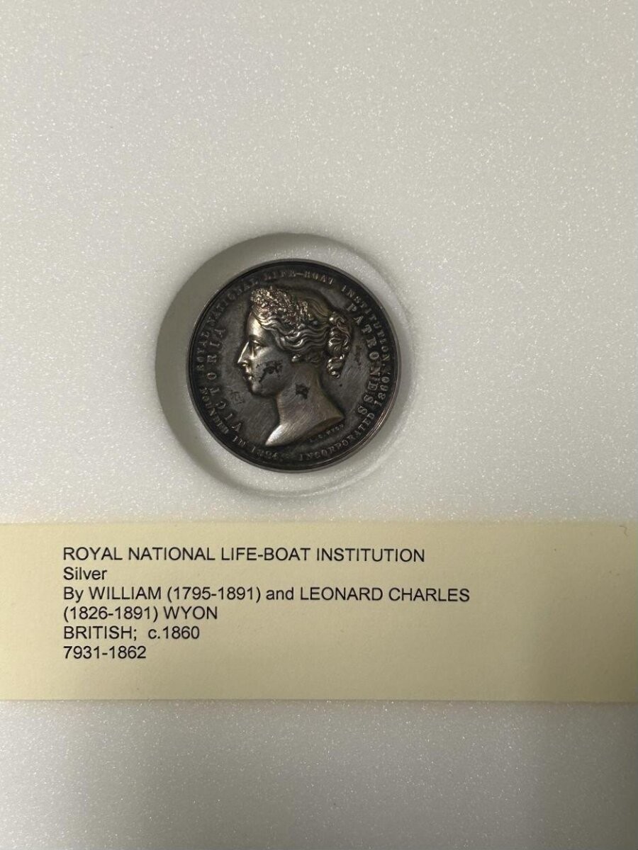 Medal, silver, presentation medal of the Royal National Lifeboat Institution, by L.C. Wyon and W. Wyon, English, 1860