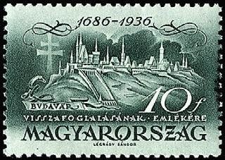 Photograph of a stamp from this issue (Wikimedia Commons file “Stamp of Hungary - 1936 - Colnect 180066 - View of Buda.jpeg”). The paper, perforation or watermark variety shown cannot be confirmed from the photograph.