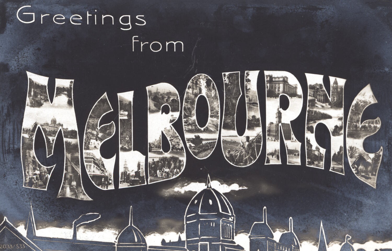 Postcard - Greetings from Melbourne & Exhibition Building, Melbourne, circa 1906