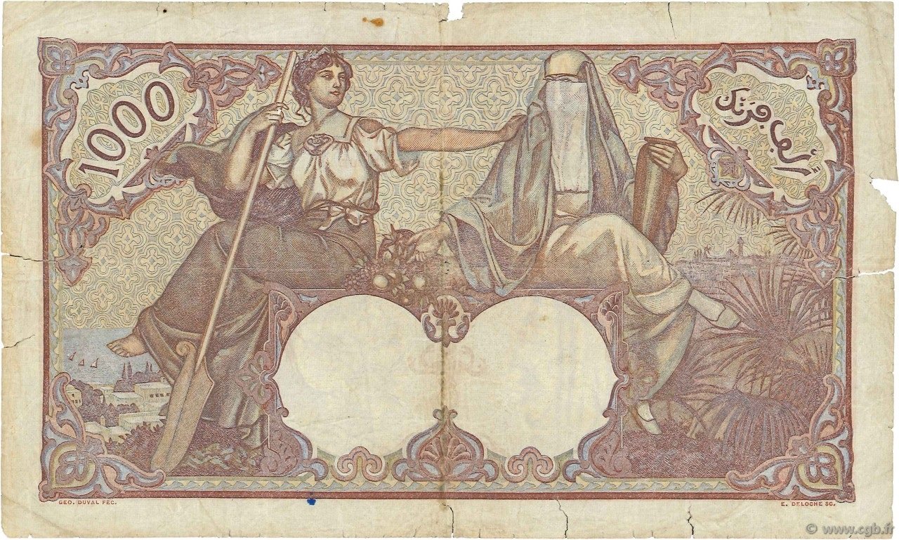 Reverse of 1000 Francs (1926–1939), Pick 11