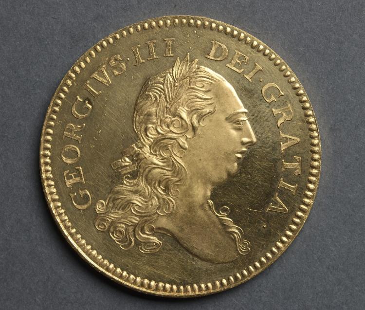 Five Guineas: George III (obverse), 1777 (Cleveland Museum of Art 1969.211.a)
