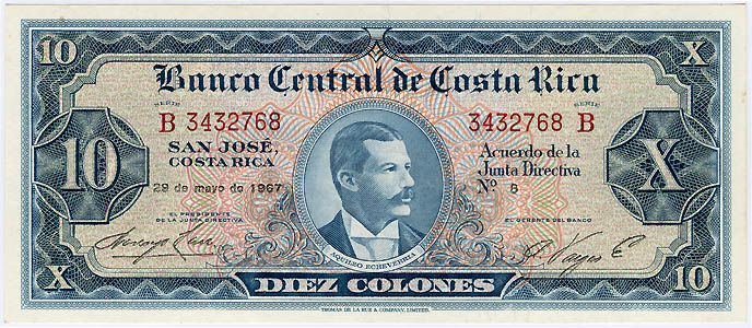 Costa Rican colon banknotes