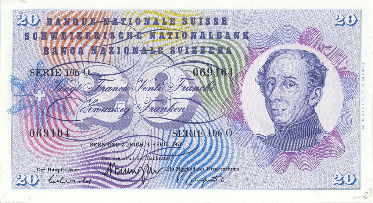 Obverse of 20 Francs (1954–1976), Pick 46