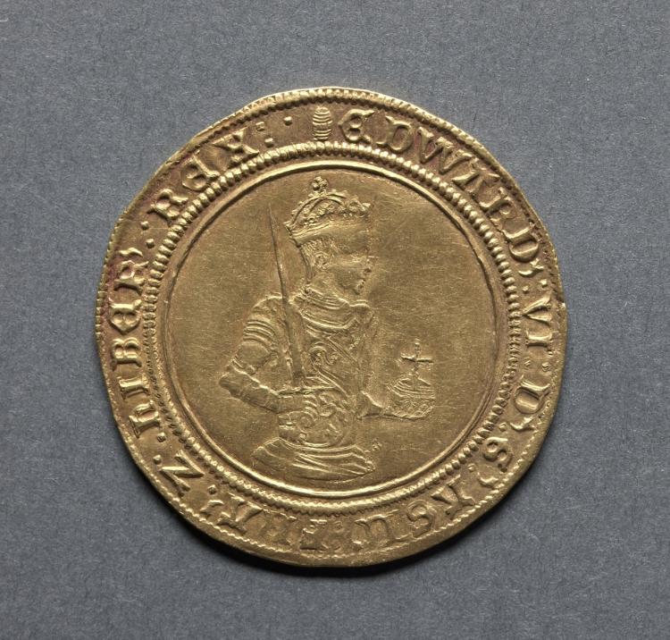 Sovereign of Twenty Shillings: Edward VI (obverse), 1550–1553 (Cleveland Museum of Art 1969.178.a)