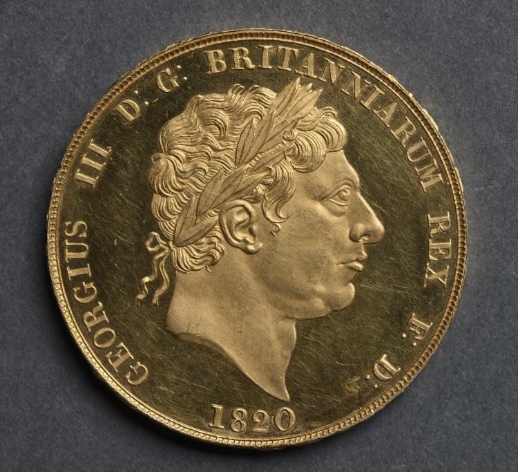 Two Pound Piece: George III (obverse), 1820 (Cleveland Museum of Art 1969.213.a)