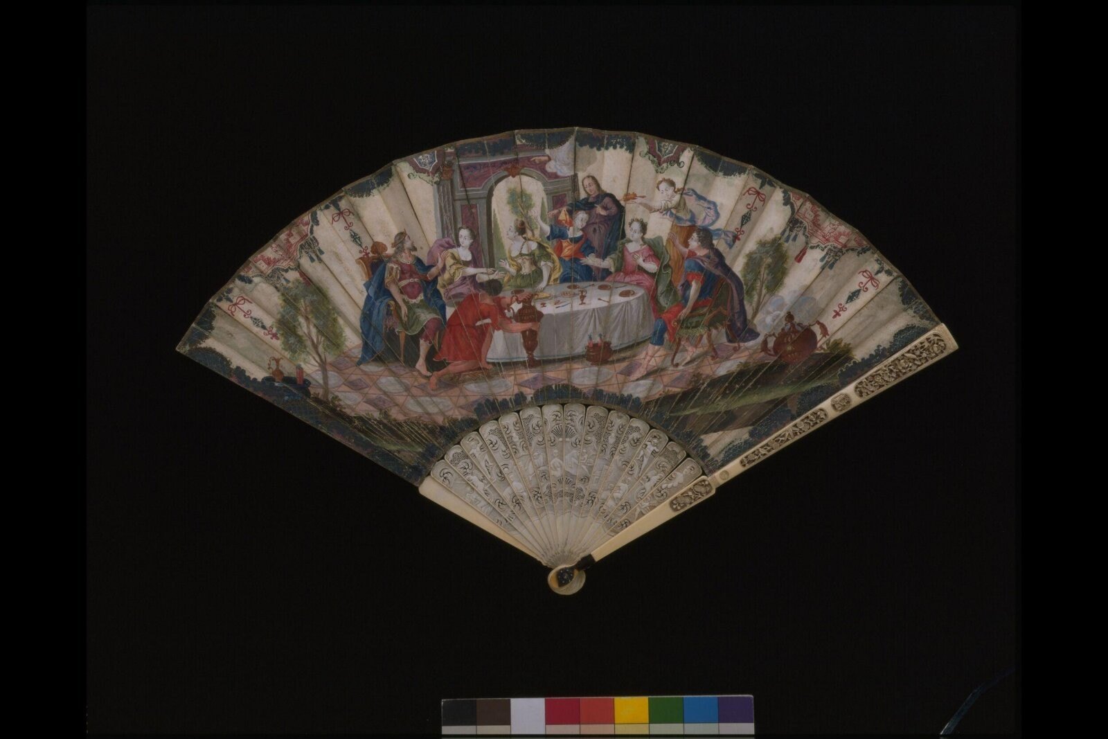 Fan, watercolour on vellum, Flanders and China, 1700-1720 — museum object T.22-1957