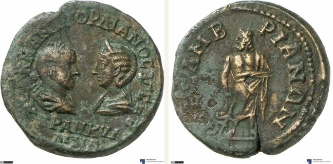 Mesembria, Tranquillina, 4 unit — Asclepius standing facing (CN type 421)