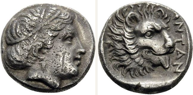 Antandros, silver coin — Lion head with protruding tongue (CN type 21491)
