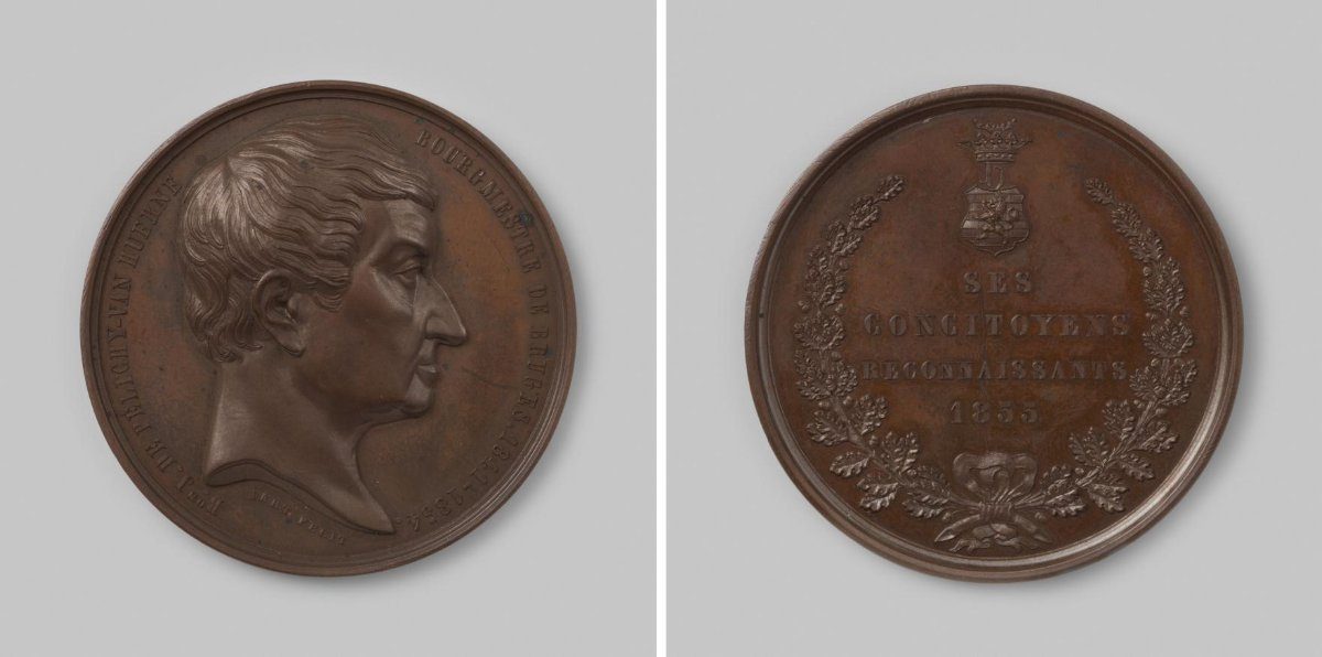 Baron J. de Pelichy-van Huerne, fourteen years mayor of Bruges, medal presented by his fellow citizens