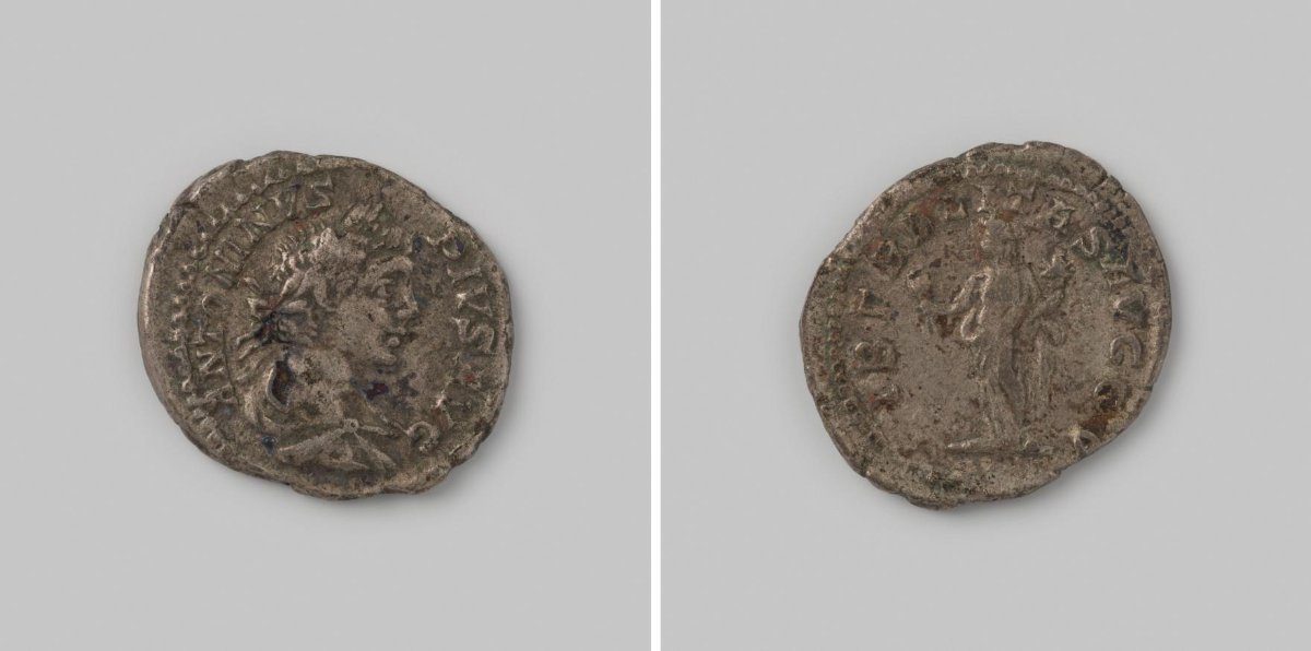 Denarius uit het Romeinse Keizerrijk van Caracalla, 198-217