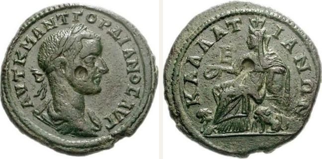Kallatis, Gordian III., bronze coin — Cybele enthroned left (CN type 16197)