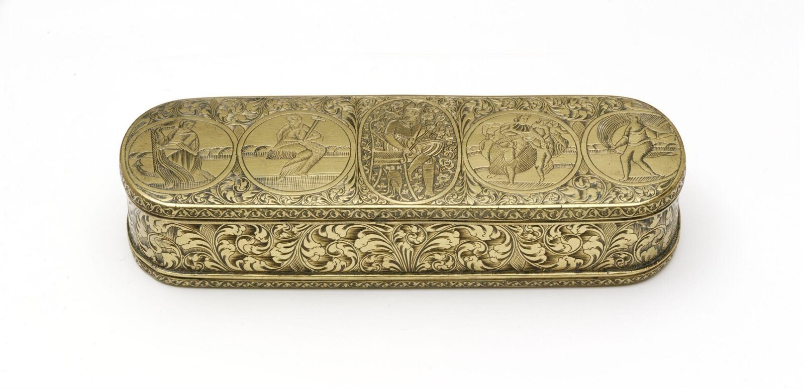 Tobacco box, brass, Holland and Iran, 18th Century — museum object 512-1874