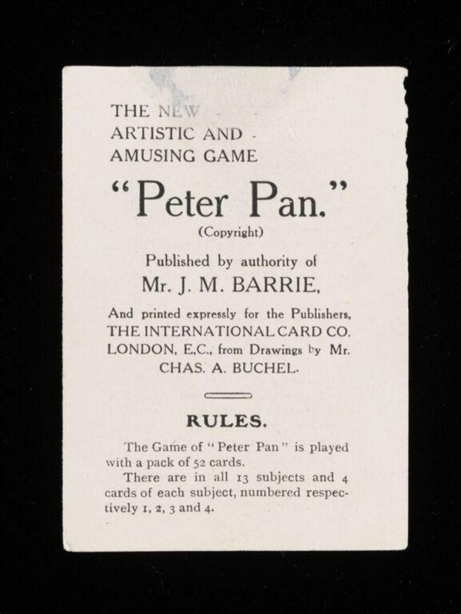 Card game — The New Artistic and Amusing Card Game "Peter Pan", England, 1910-1920