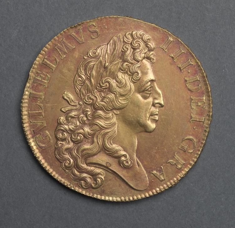 Five Guineas: William III (obverse), 1701 (Cleveland Museum of Art 1969.202.a)