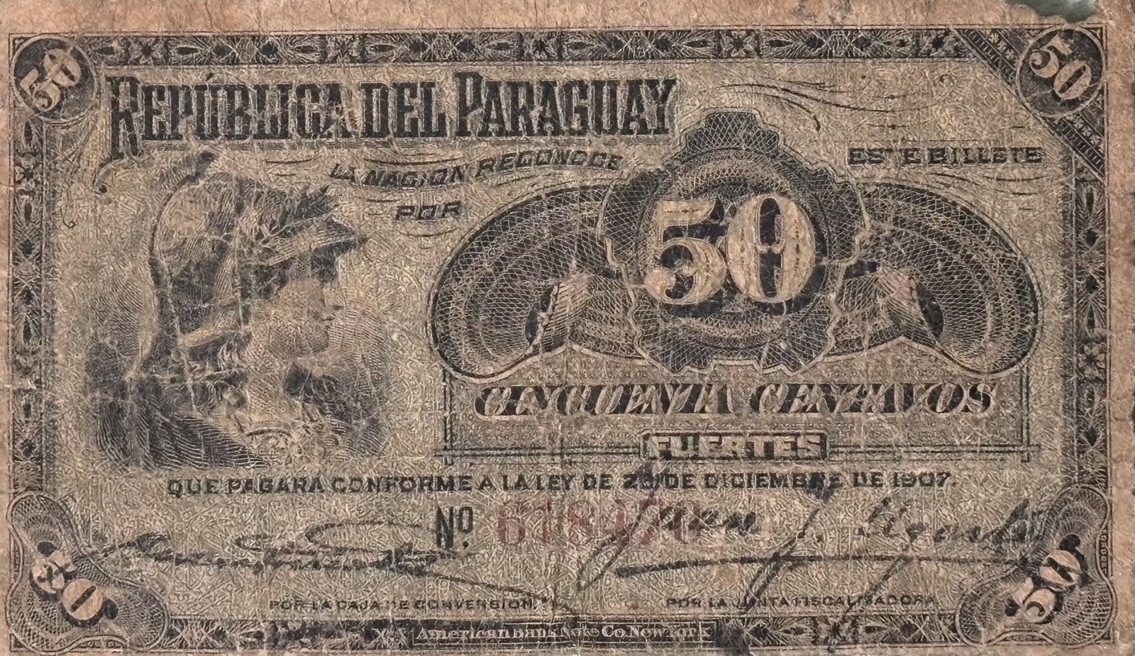 Obverse of 50 Centavos (1907), Pick 115