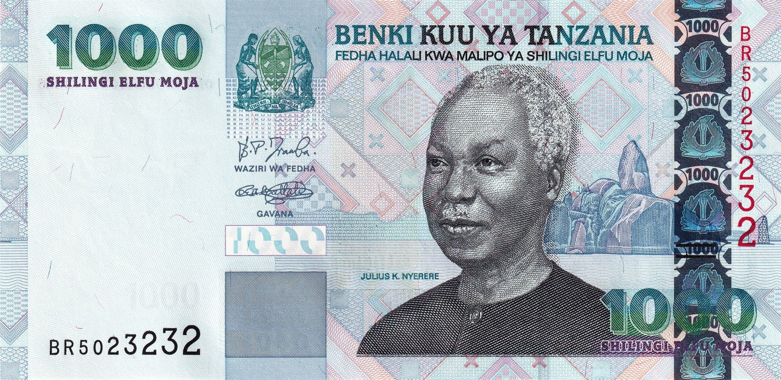 Obverse of 1000 Shilingi (2003–2006), Pick 36