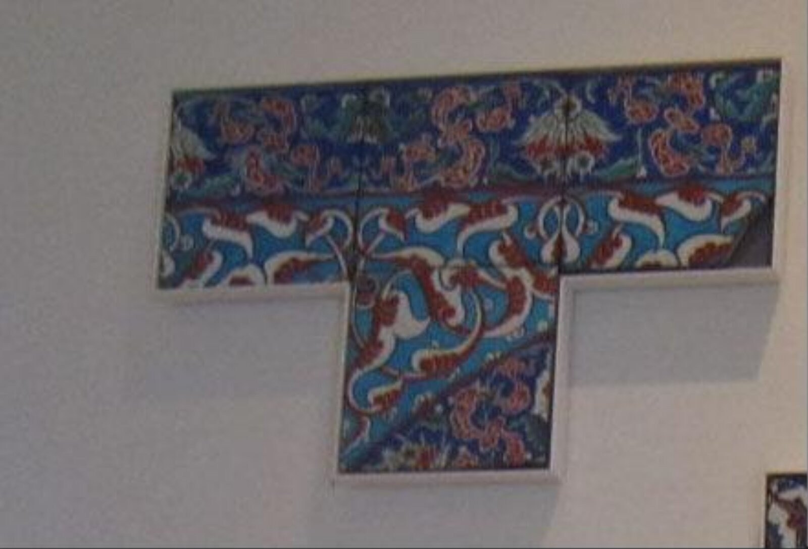 Tile panel, glazed grey fritware, Iznik, 1560-1590 — museum object 431 to C-1900