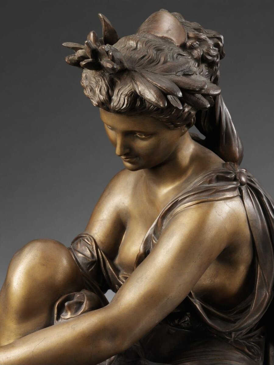 Clock, with seated female figure of Contemplation, designed by Carrier-Belleuse, 1860s