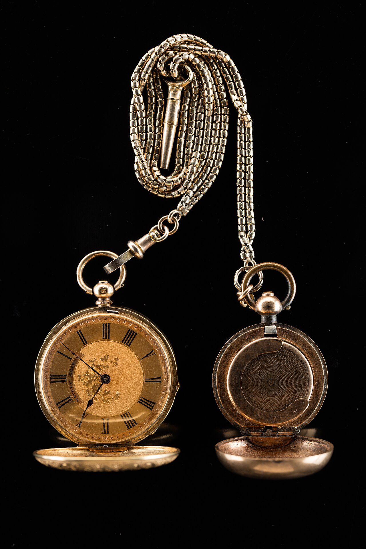 Mathey Genève 18 ct. gold lady's hunting case fob watch, 1875