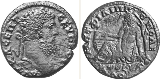 Philippopolis, Septimius Severus, 5 unit — Bearded river-god reclining left (CN type 22012)