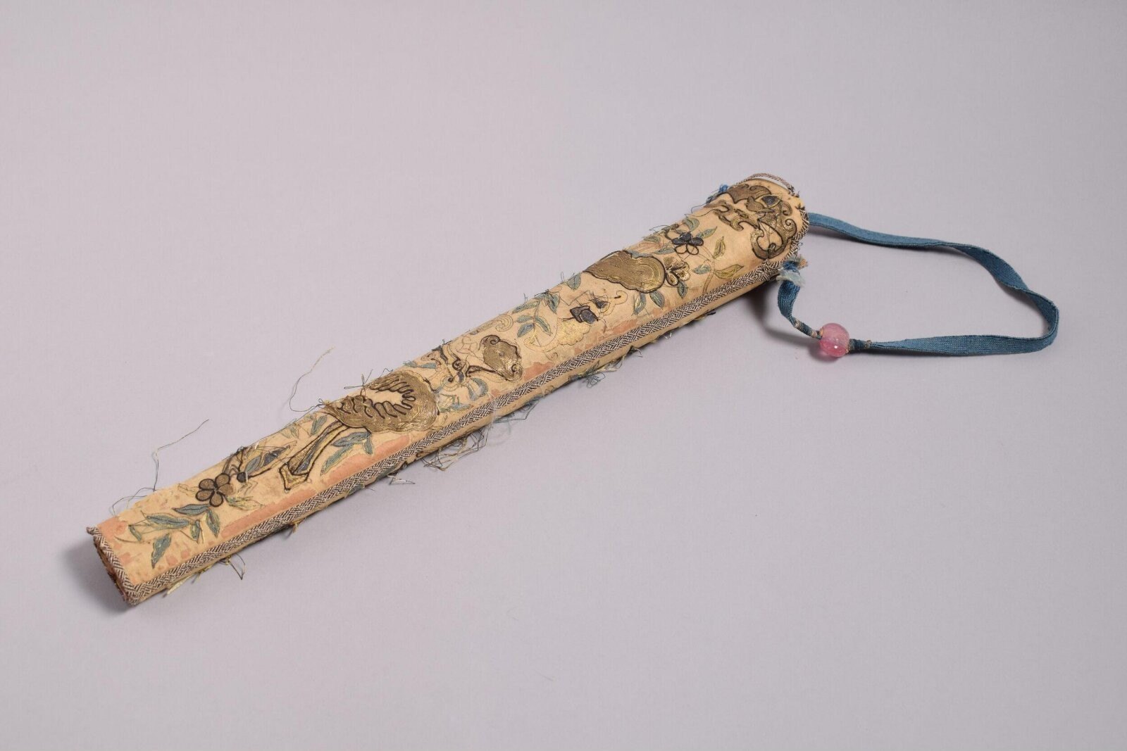 Fan, brass guards, silk leaf, China, 1800-1850 — museum object T.222&A-1959