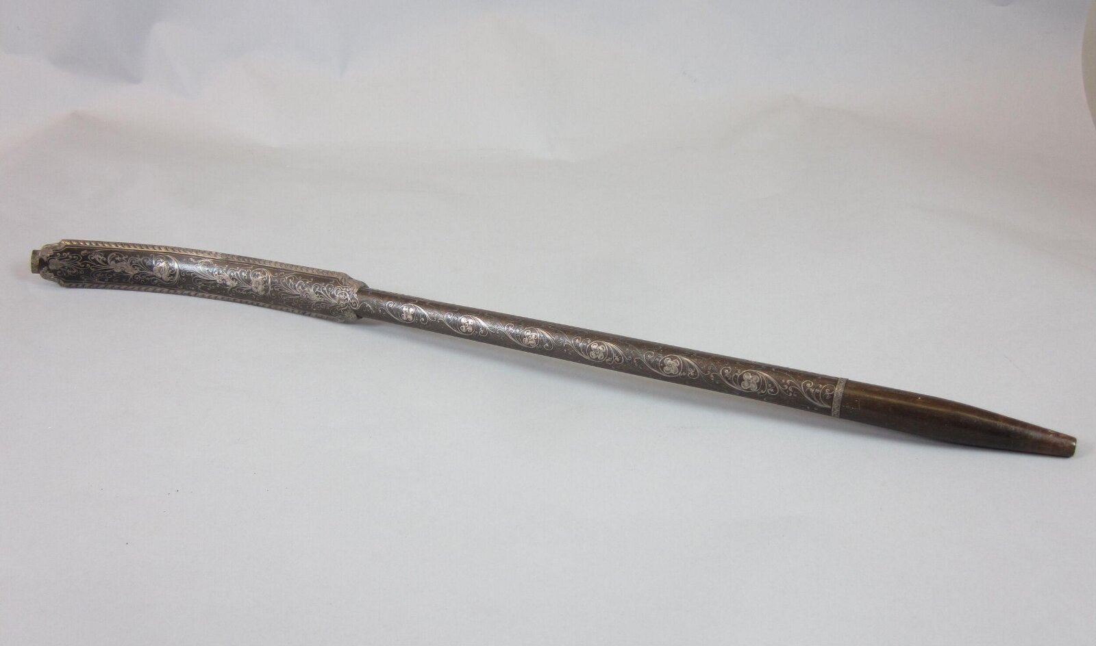 Smoking pipe, wood with silver inlay, Turkey, 1800-1900 — museum object CIRC.1191-1923