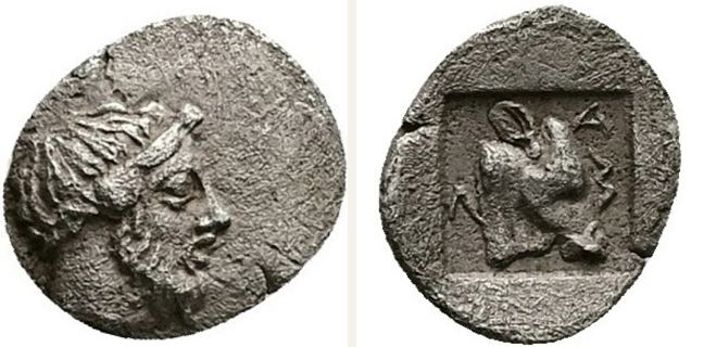 Lamponeia, Hemiobol — Bull's head facing (CN type 21209)
