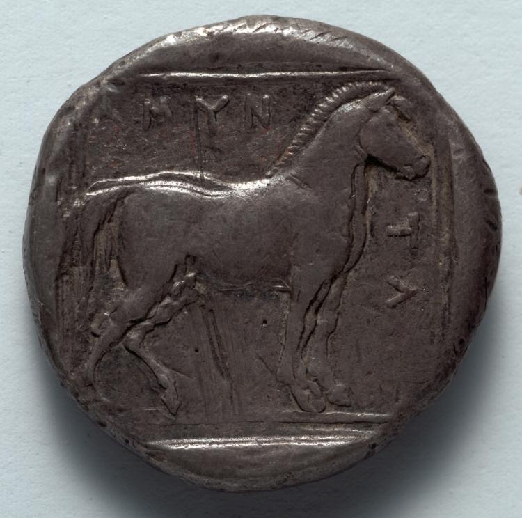 Stater: Horse (reverse), 389–369 BCE (Cleveland Museum of Art 1916.990.b)