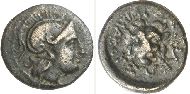Uncertain mint, Lysimachos, bronze coin — Lion-head standing facing (CN type 21758)
