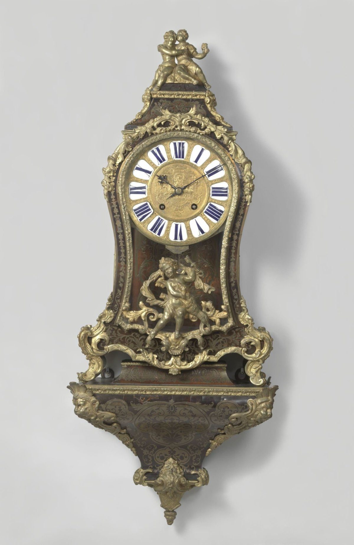 Bracket Clock Decorated with Marquetry in Tortoiseshell and Brass and with Gilt-Bronze Mounts, on an Oak Core