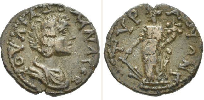 Tyras, Septimius Severus, bronze coin — Tyche standing left (CN type 23894)