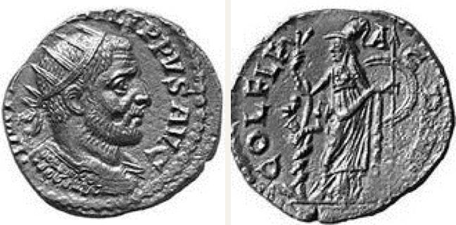 Deultum, Philippus Arabs, 4 unit — Athena standing left (CN type 1188)