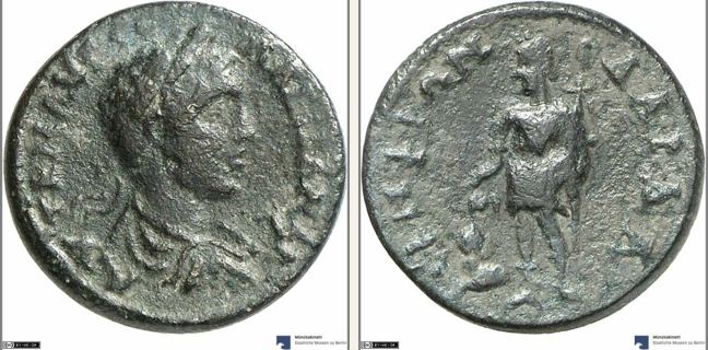 Skepsis, Severus Alexander, bronze coin — Dionysus standing left (CN type 19196)