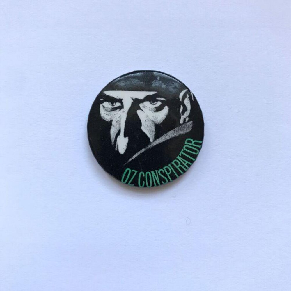 Badge — OZ Magazine Pin Badge, London, Early 1970s