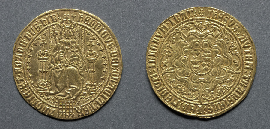 Sovereign: Henry VII (obverse); Shield of Arms in Tudor Rose (reverse), 1504–9 (Cleveland Museum of Art 1969.169)