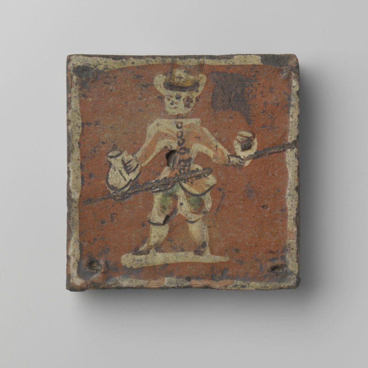 Lead-glazed earthenware tile