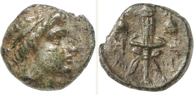 Hephaistia, bronze coin — Torch (CN type 19908)