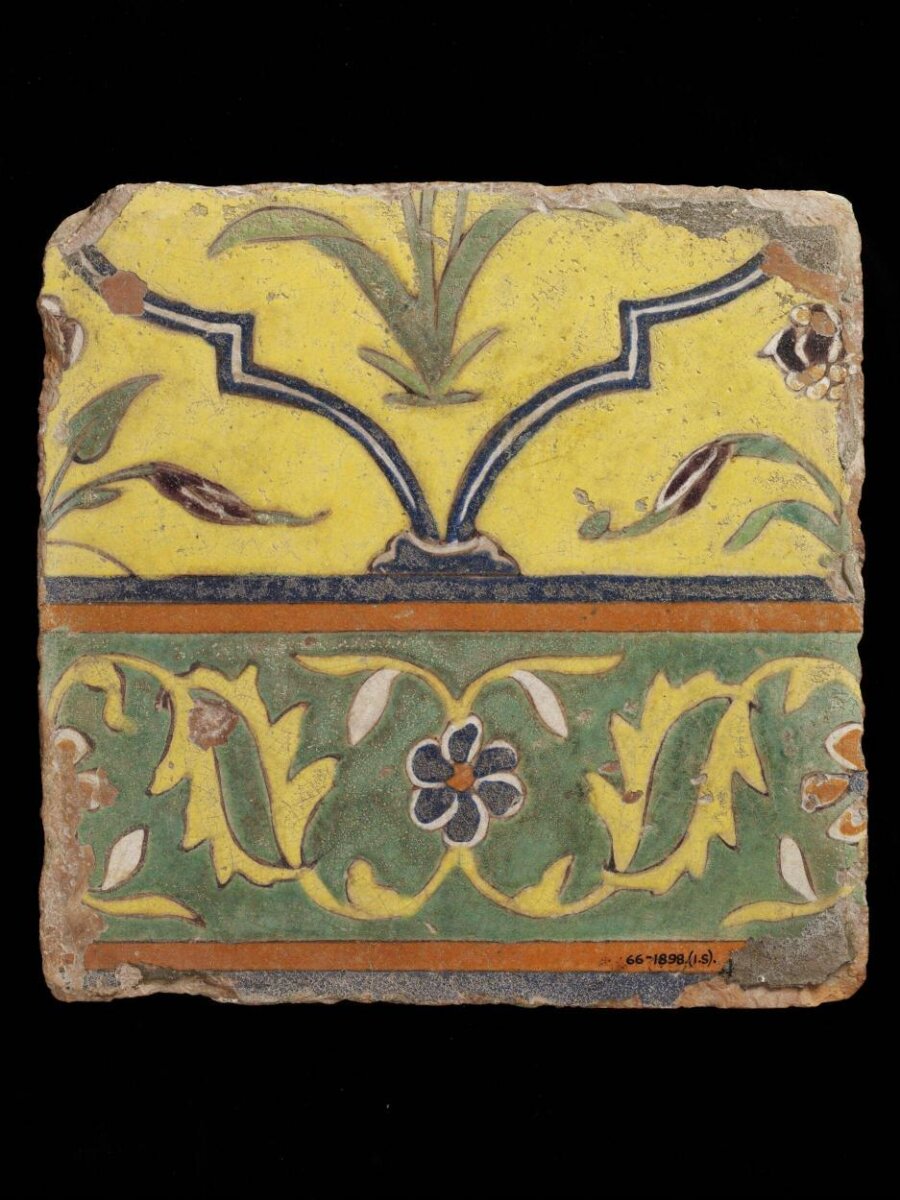 Border tile — tile, Punjab (India), ca. 1650 (IS.66-1898)