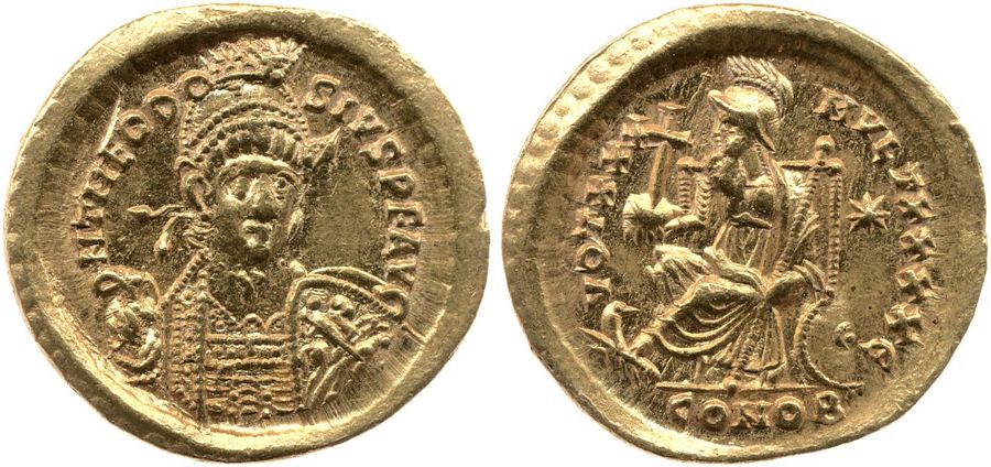 RIC X Theodosius II (East) 257