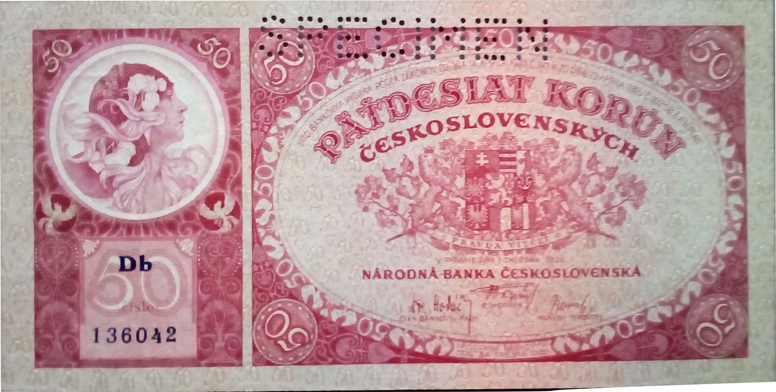 Obverse of 50 Korun (1929), Pick 22