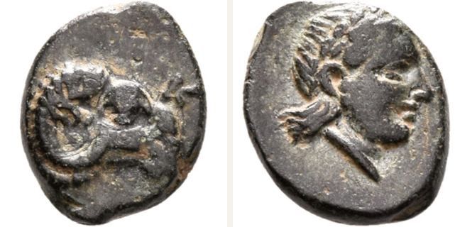 Kebren, bronze coin — Laureate head of Apollo (CN type 12068)