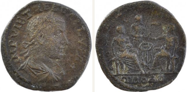 Alexandria Troas, Trebonianus Gallus, bronze coin — Tripod (CN type 19240)