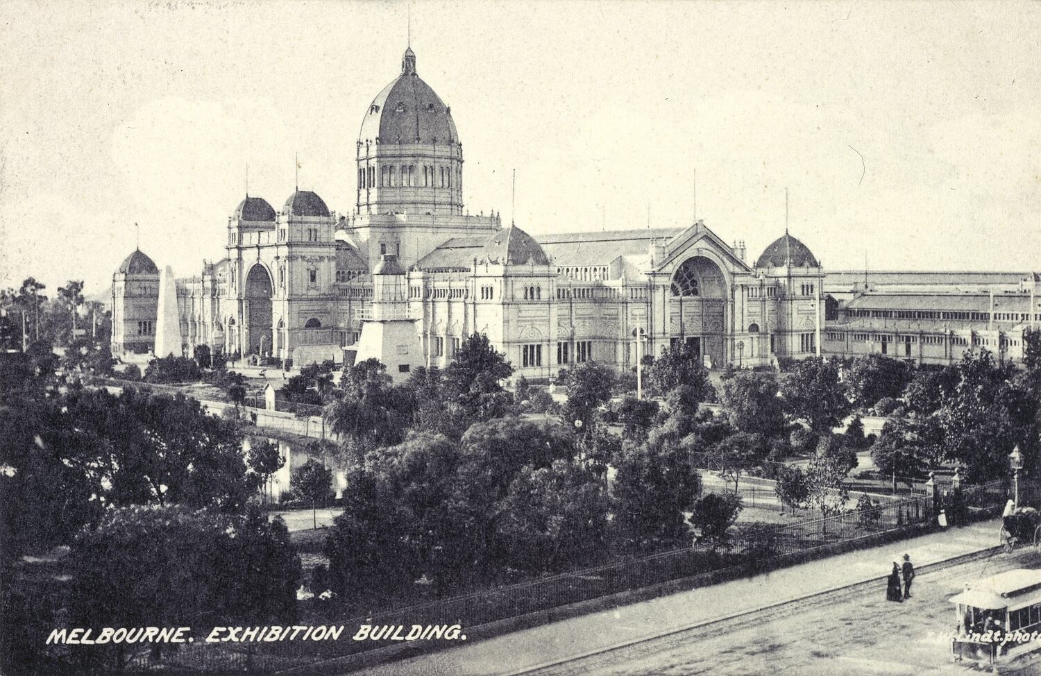 Postcard - South East Facade, Exhibition Building, JW Lindt, Melbourne, circa 1905