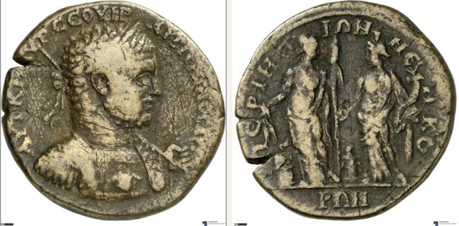 Perinthos, Caracalla, Medallion — Demeter and Homonoia (CN type 2626)